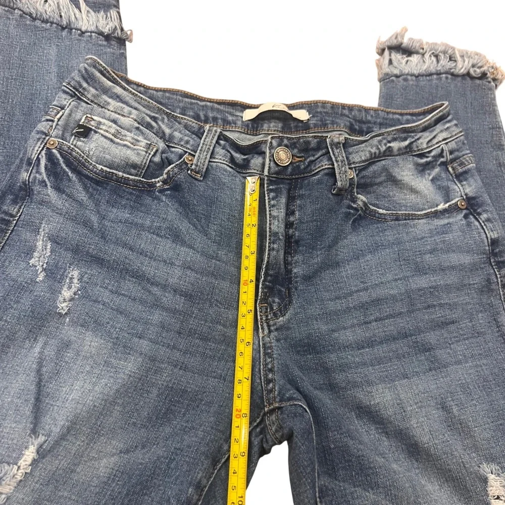KanCan Womens Size 11/29 Distressed Frayed Hem Skinny Jeans Medium Wash Denim - Picture 8 of 13